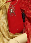 Red & Cream Festive Wear Cotton South Slub Dress Material 268